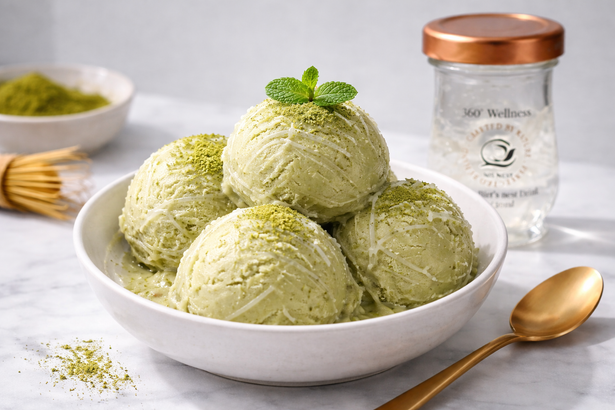 Bird's nest matcha ice cream