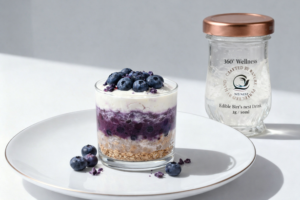 Blueberry antioxidant bird's nest parfait